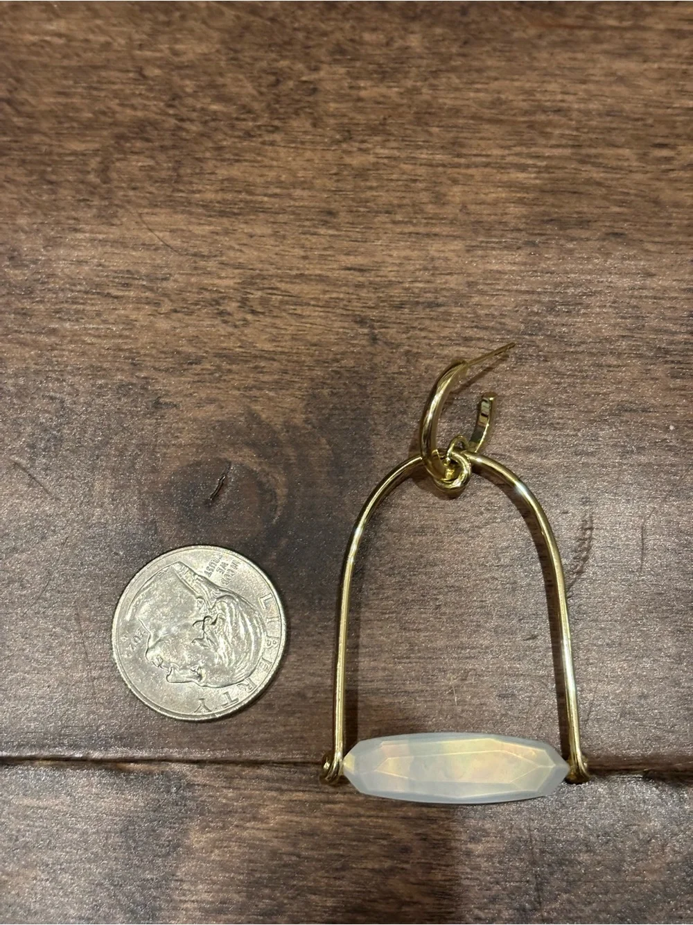 Kendra Scott Gold Hoop Drop Earrings with White Stone Accent